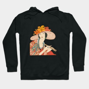 Lady in a hat (on black) Hoodie